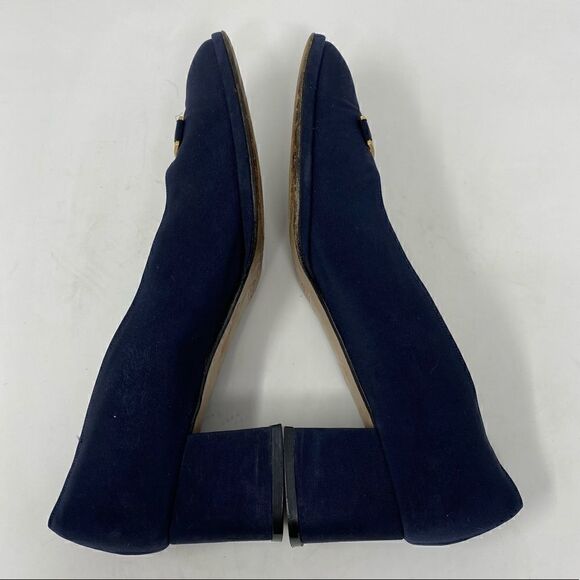 Sold! Bally Sz 7 Blue Pandar Gold Accents Career Slip On Designer Chunky Pumps - Picture 6 of 13